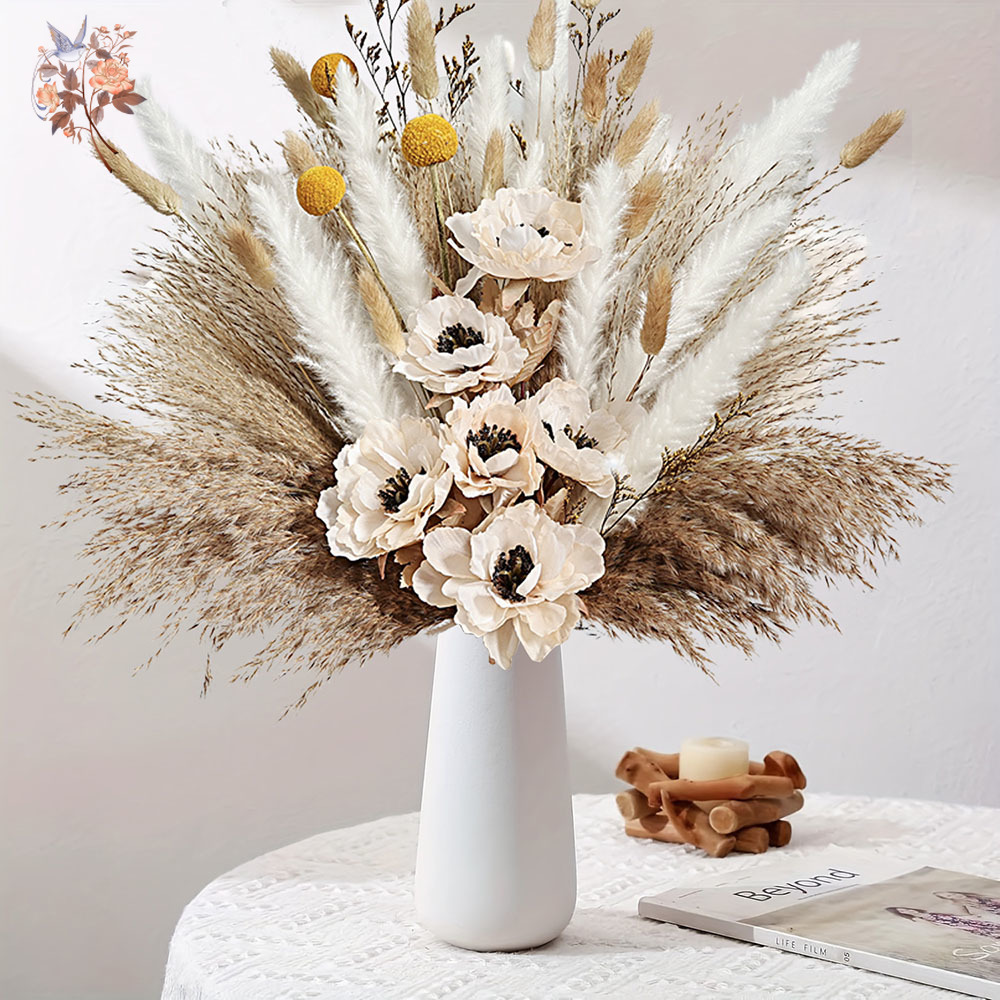 Dried Flower Bunch - 55Pcs 인공 꽃 꽃다발 푹신한 팜파스