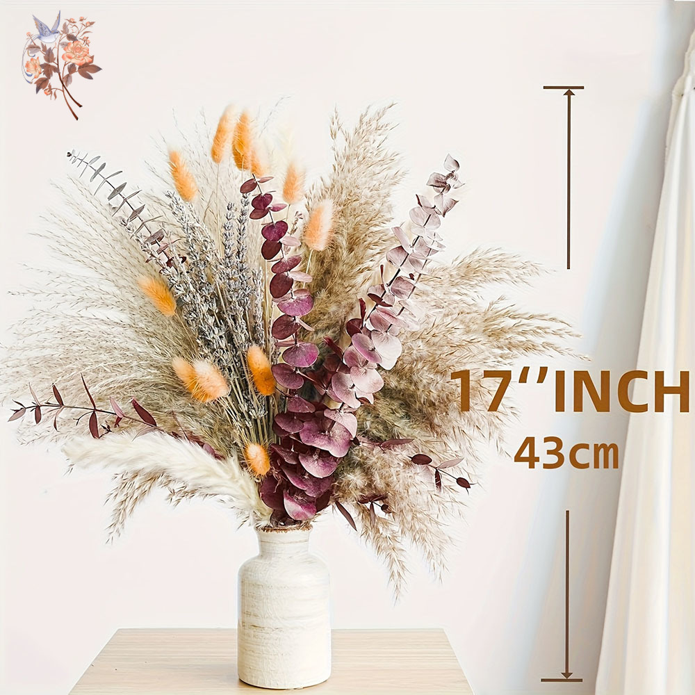 75PCS 말린 팜파스 유칼립투스 잎 꽃 꽃다발 오렌지 - Dried Flower Bunch 리뷰 및 가격