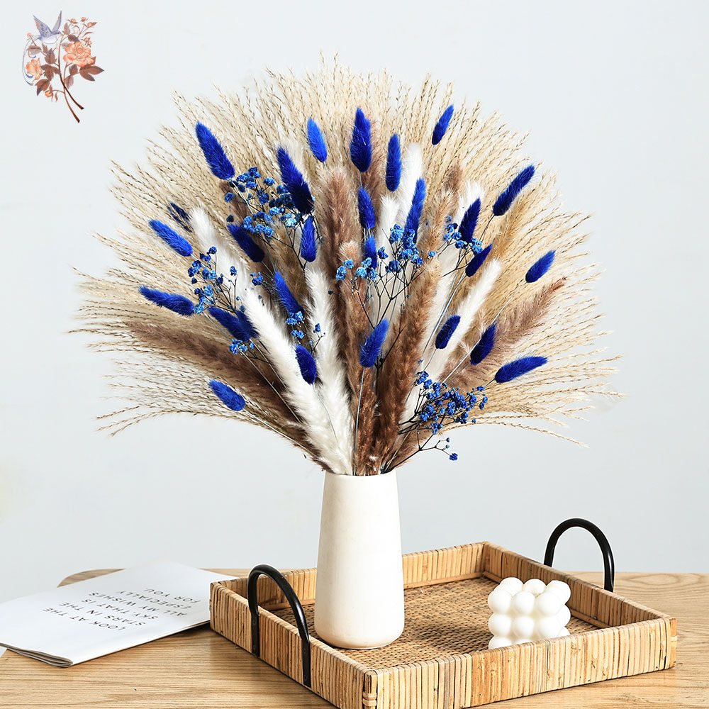 70 줄기 블루 푹신한 토끼 꼬리 팜파스 잔디 묶음 말 - Dried Flower Bunch 리뷰 및 가격