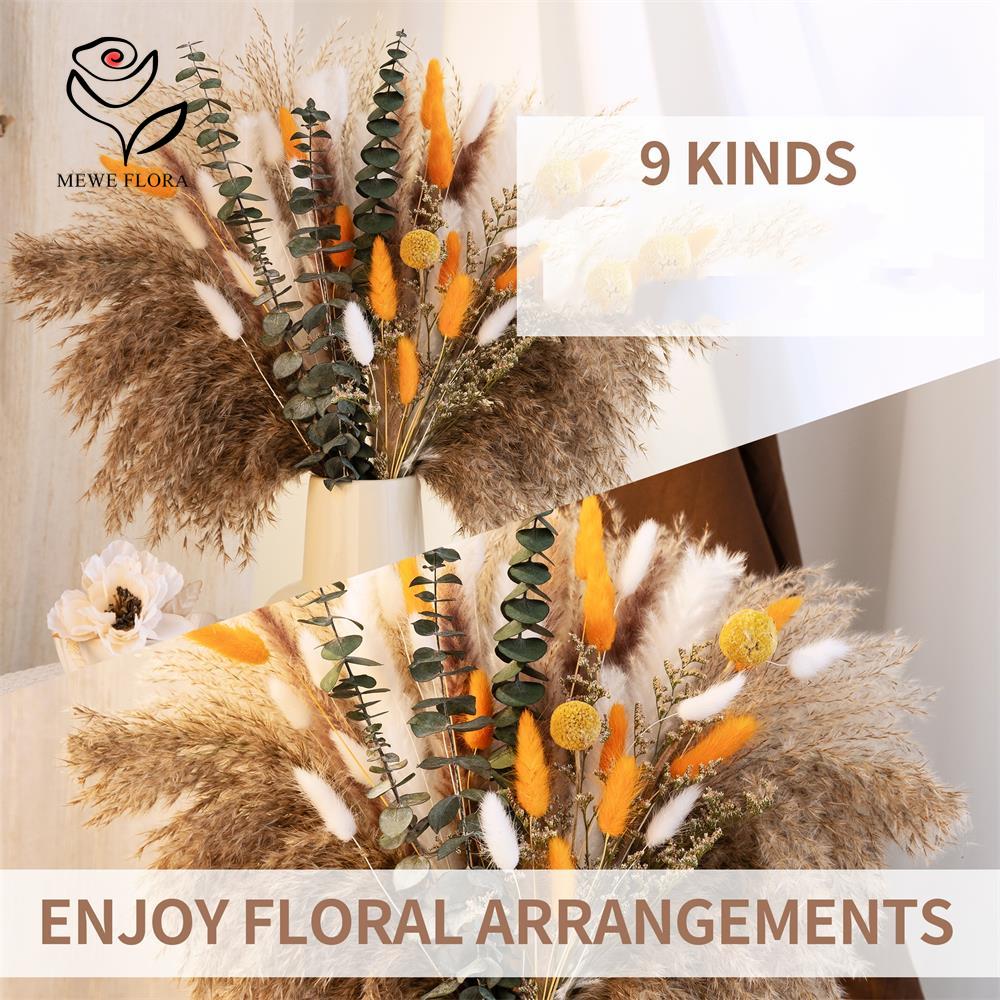 65Pcs 오렌지 팜파스 잔디 꽃다발 가을 말린 꽃 묶 - Dried Flower Bunch 리뷰 및 가격