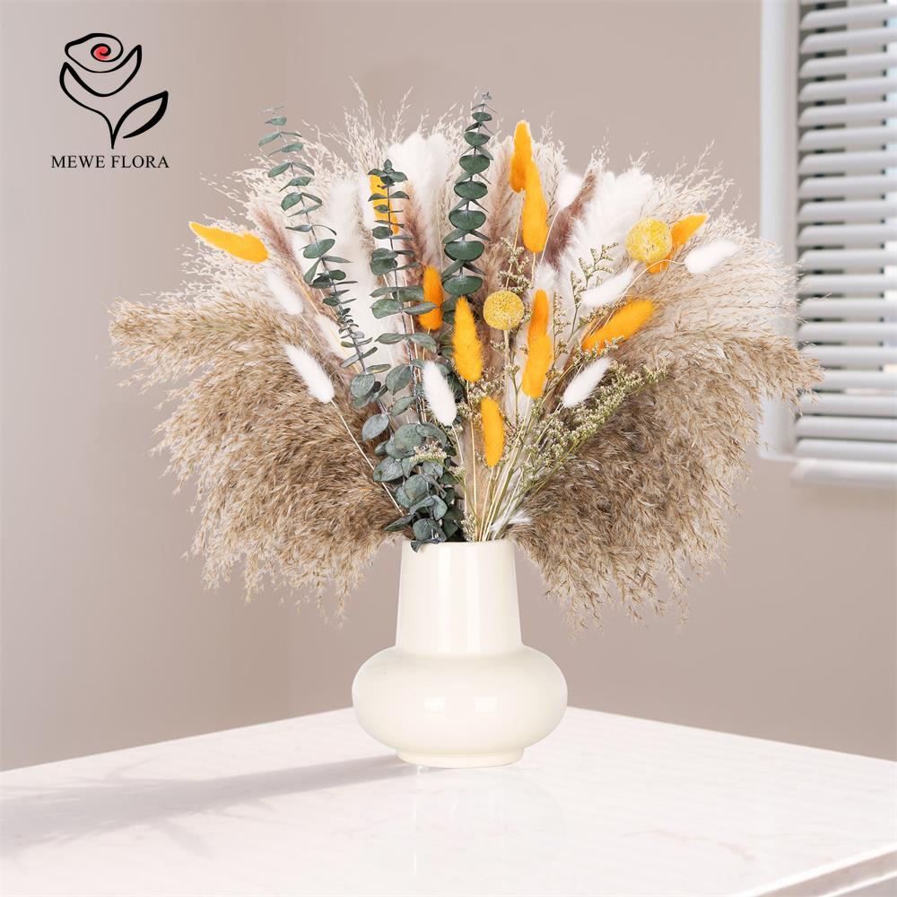 65Pcs 오렌지 팜파스 잔디 꽃다발 가을 말린 꽃 묶 - Dried Flower Bunch 리뷰 및 가격